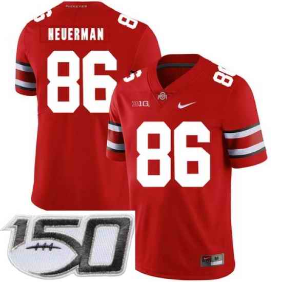 Ohio State Buckeyes 86 Jeff Heuerman Red Nike College Football Stitched 150th Anniversary Patch Jersey